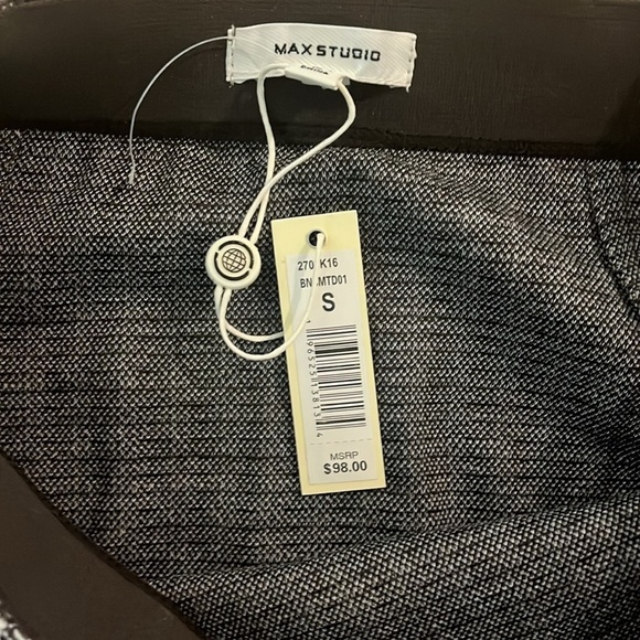 NWT Gorgeous Max Studio Mocha Brown and cream Tweed Pull On Pencil Skirt Small - Picture 2 of 4